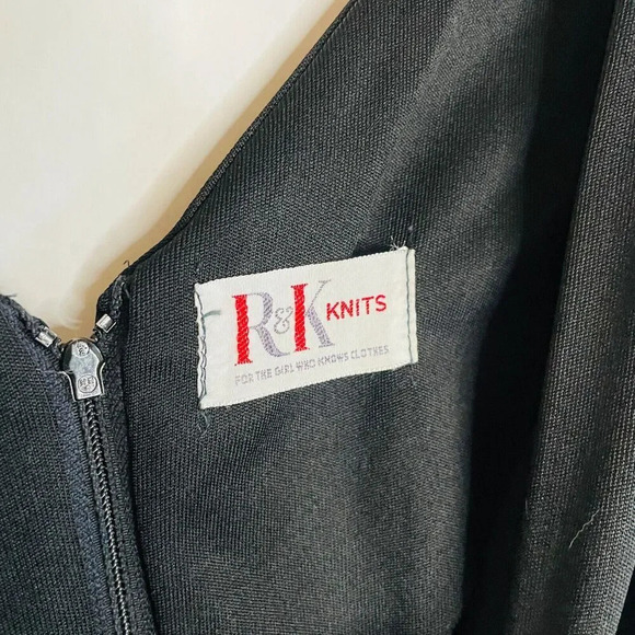 Vintage 70s R&K Knits Women's Gown - Maxi Black Pleated Formal Party Dress - Picture 6 of 9